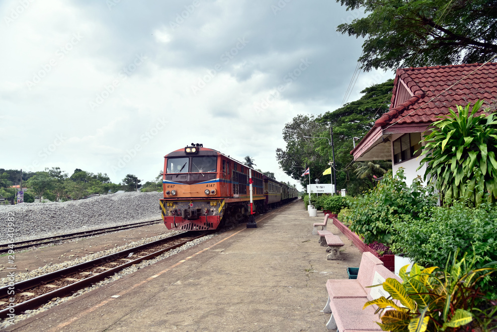 Naklejka premium train on the bridge