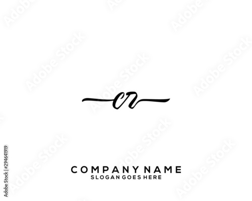 CR Initial handwriting logo template vector