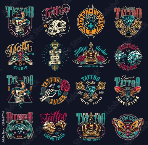 Vintage tattoo studio emblems