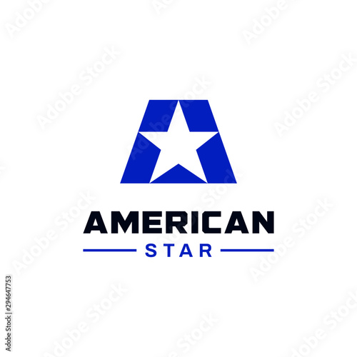 A star logo design, Letter A, American star logo .vector