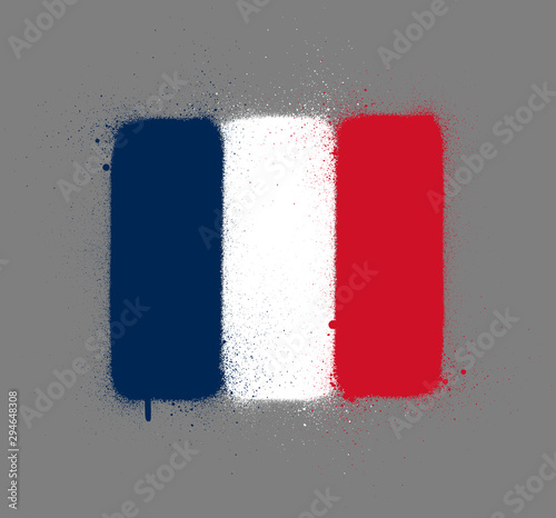 graffti french flag sprayed over gray photo