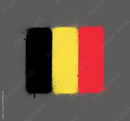 graffti Belgium flag sprayed over grey