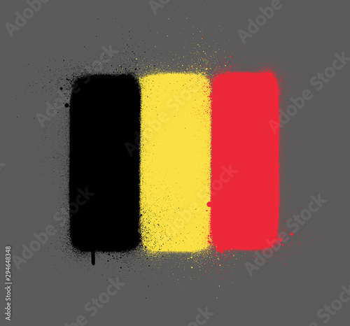 graffti Belgium flag sprayed over grey photo