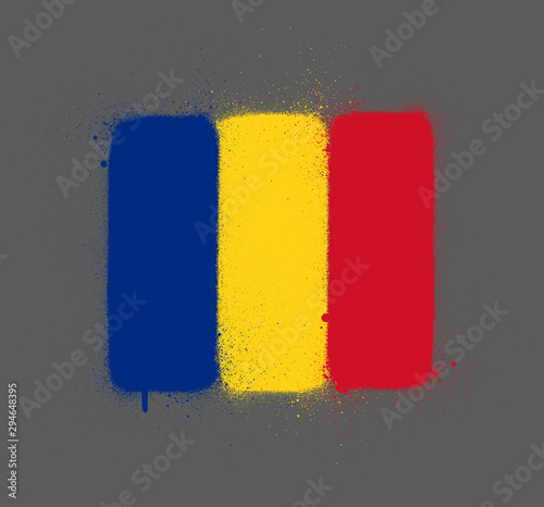 graffti Romania flag sprayed over grey photo