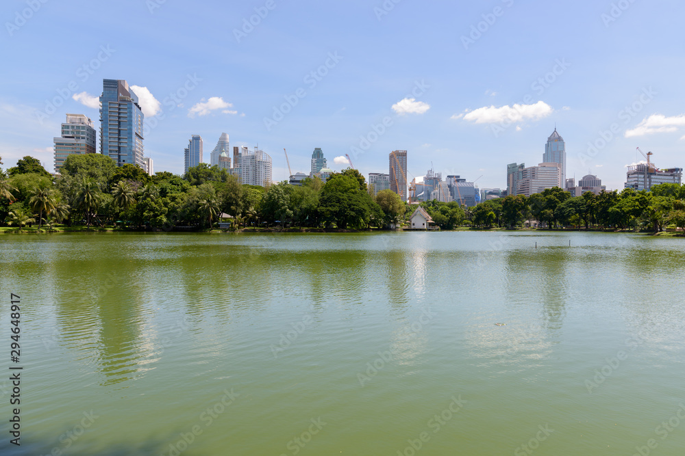 The Lake And Urban City Of Bangkok, Thailand at Lumpini Park The Lake And Urban City Of Bangkok, Thailand at Lumpini Park