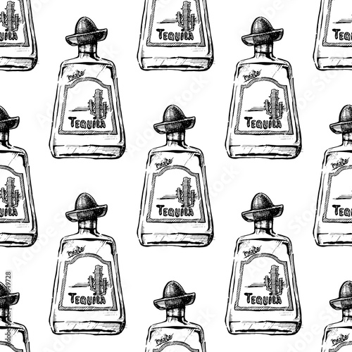 Pattern with Bottle of Tequila