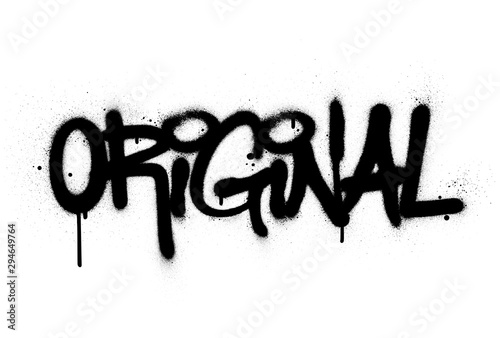 graffiti original word sprayed in black over white