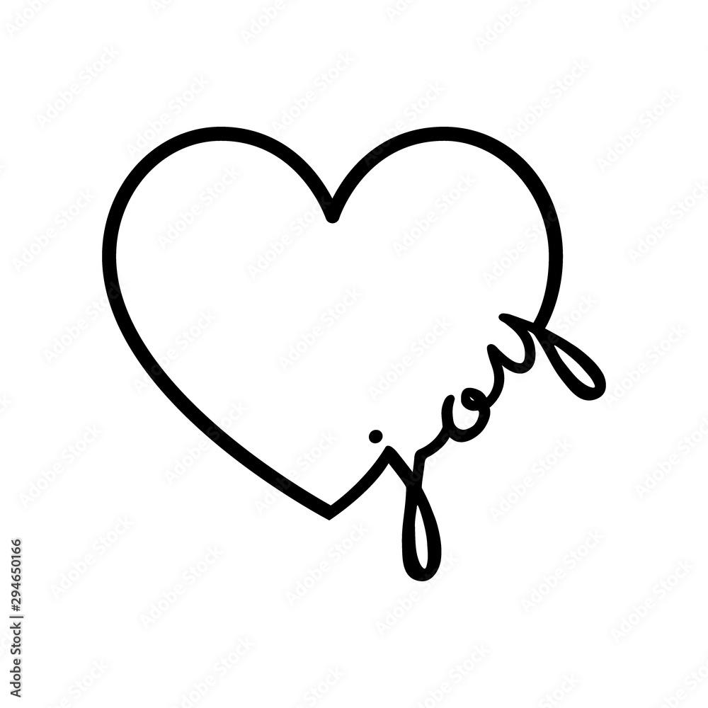 Joy - calligraphy word with hand drawn heart. Lettering symbol illustration for t-shirt, poster, wedding, greeting card Joy - calligraphy word with hand drawn heart. Lettering symbol illustration for t-shirt, poster, wedding, greeting card