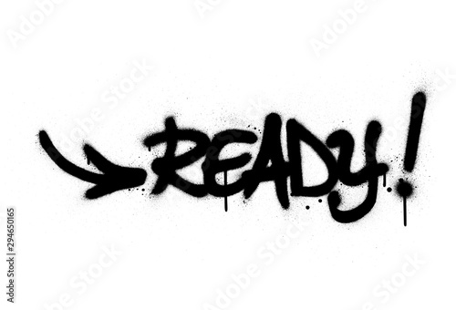 graffiti ready word sprayed in black over white
