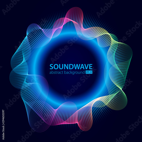Soundwave vector abstract background. Music radio wave. Sign of audio digital record, vibration, pulse and music soundtrack. photo