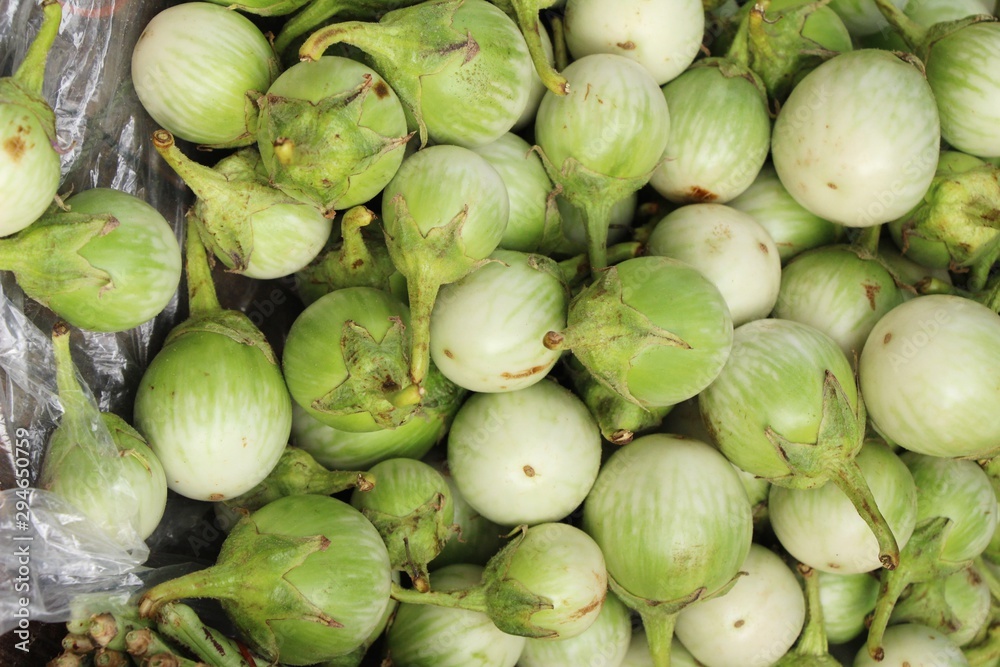 Fresh eggplant green organic at street food Fresh eggplant green organic at street food