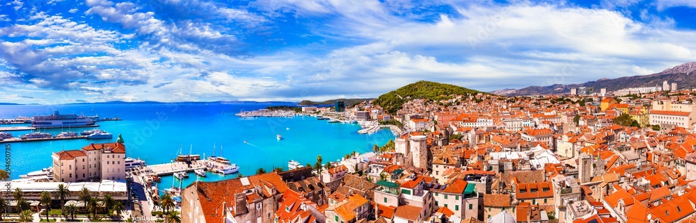 Landmarks and travel in Croatia- Split , popular tourist and cruise destination