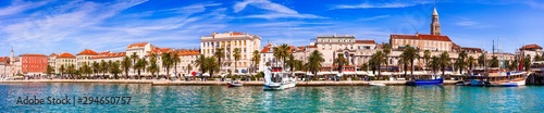 Panorama of Split downtown and marine. Popular cruise and tourist destination in Croatia