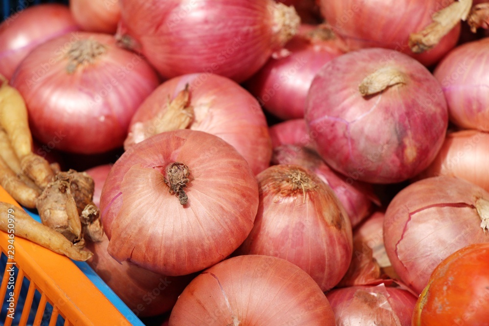 shallots for cooking at market shallots for cooking at market