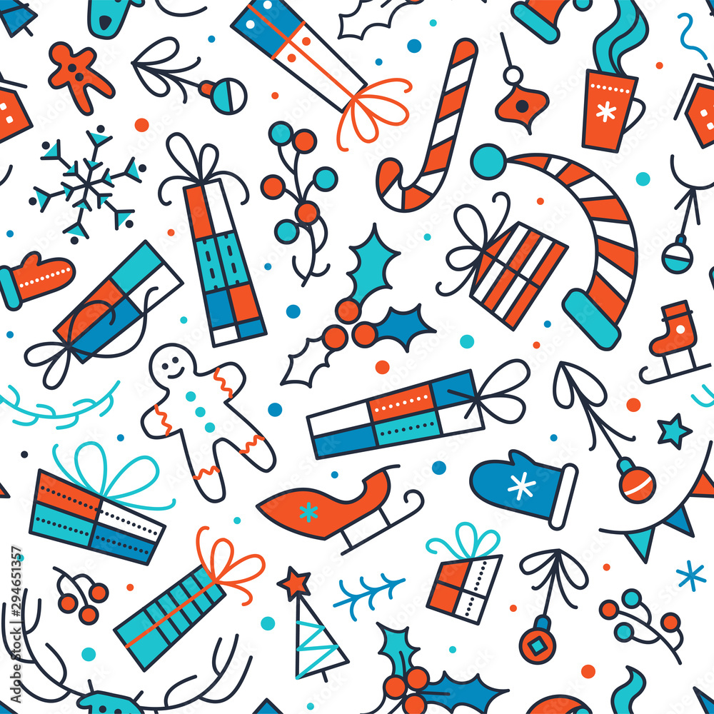 New Year festive vector seamless pattern New Year festive vector seamless pattern