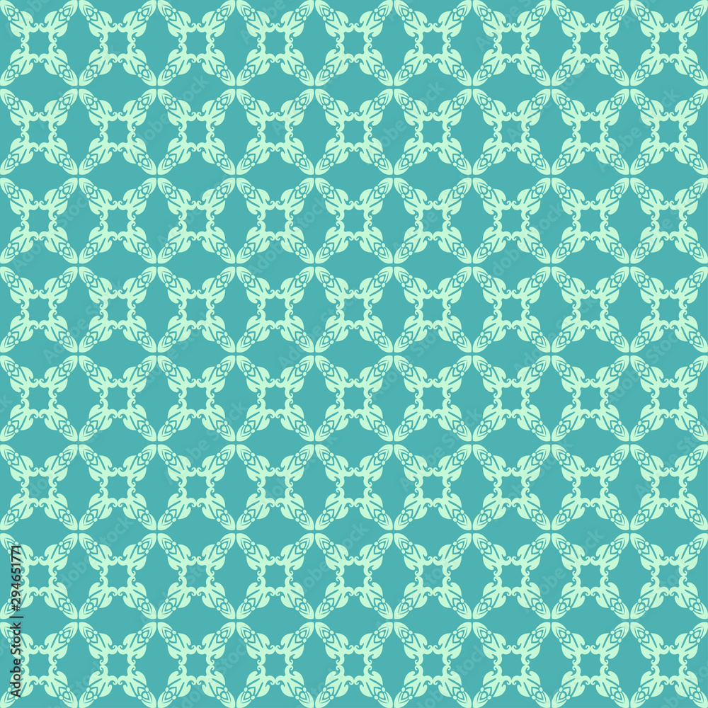 Green Seamless Floral Pattern, Vector