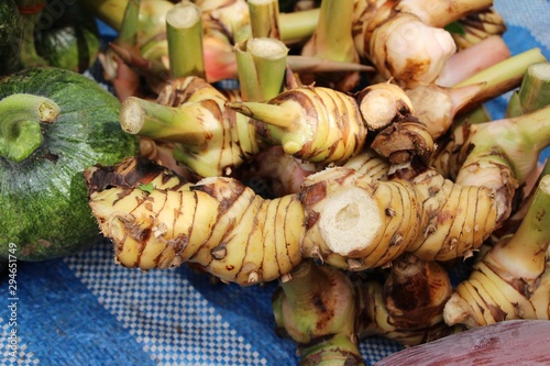 Fresh galangal for cooking in the market