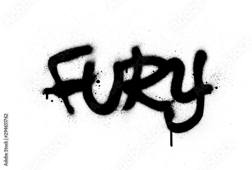 graffiti fury word sprayed in black over white