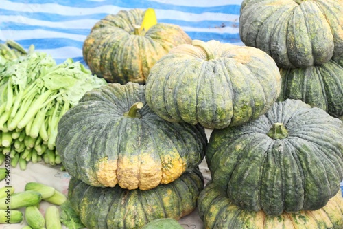 Fresh pumpkin for cooking in the market