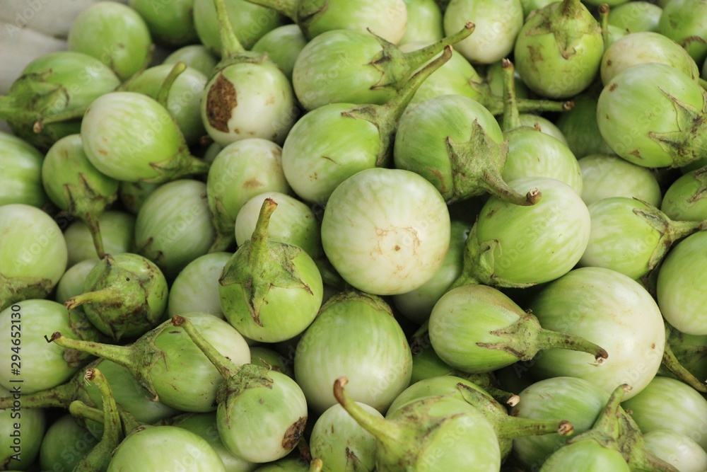 Fresh eggplant green organic at street food Fresh eggplant green organic at street food