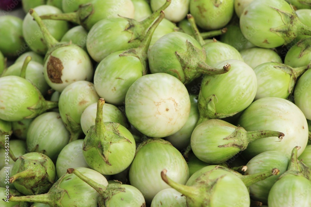Fresh eggplant green organic at street food Fresh eggplant green organic at street food
