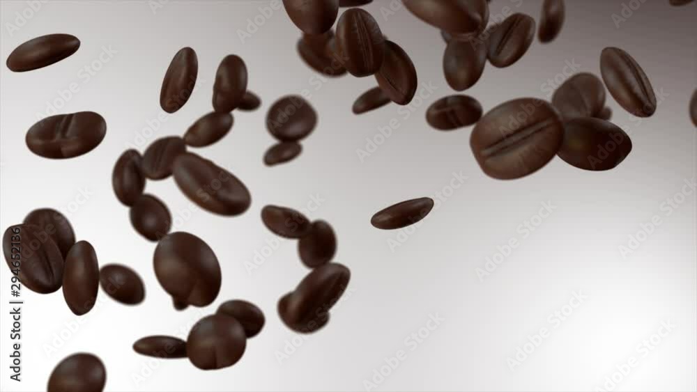 Falling coffee beans. CG animation falling coffee beans Falling coffee beans. CG animation falling coffee beans
