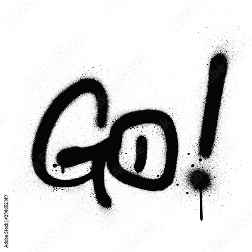 graffiti go word sprayed in black over white