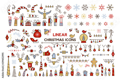 Winter season decor vector color illustrations set