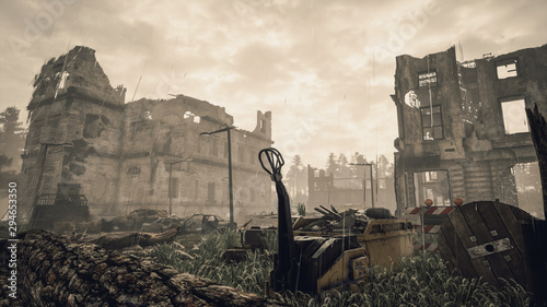 Ruins of a city. Apocalyptic landscape