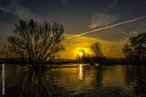 Flooding on the river Lippe in Olfen / Münsterland / Germany photo