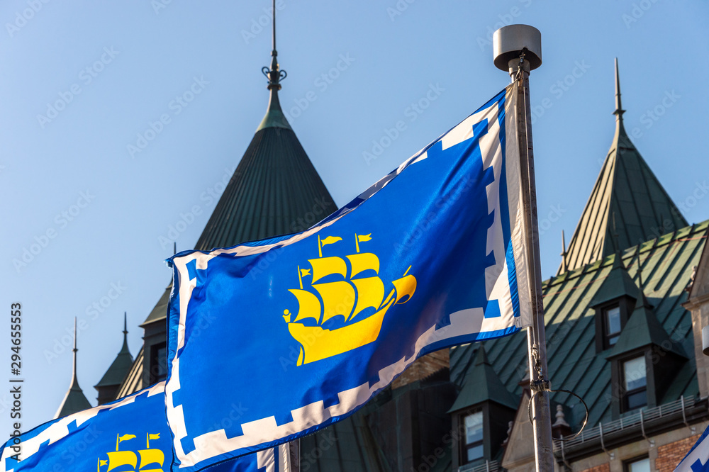 Fototapeta premium Quebec city flags in Quebec City