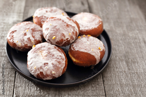 Donuts with icing stuffed with marmalade. Regional cuisine
