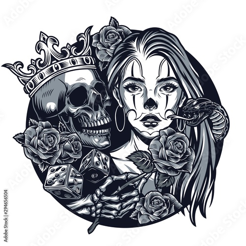 Vintage chicano tattoo round concept