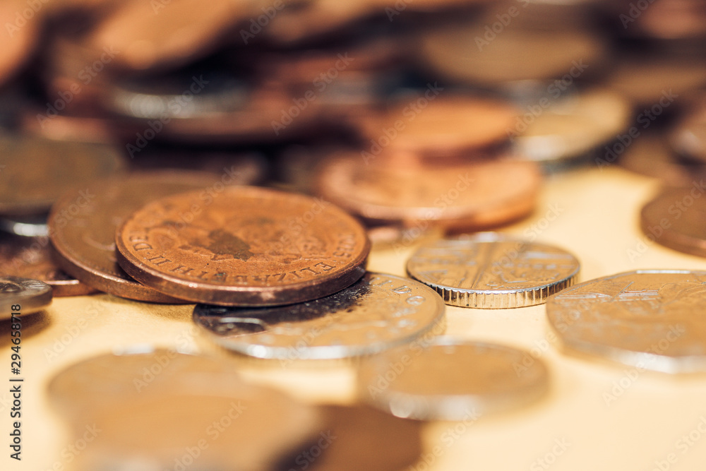 Loose copper and silver penny coins Loose copper and silver penny coins