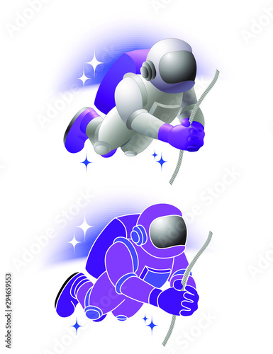 Spaceman figures in cartoon style on white background
