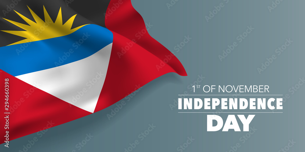 Antigua and Barbuda independence day greeting card, banner with template text vector illustration Antigua and Barbuda independence day greeting card, banner with template text vector illustration