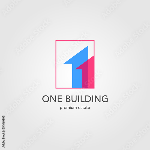 one building house logo overlapping first real estate vector design illustration