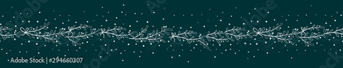 Fun hand drawn christmas branches seamless pattern with stars and ribbons - vector surface design