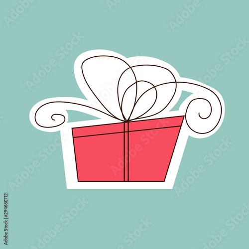 Gift box with bow. Gift vector graphics. Red box. Christmas gift.