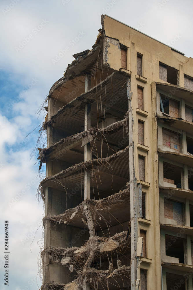 Destroyed big concrete building Destroyed big concrete building