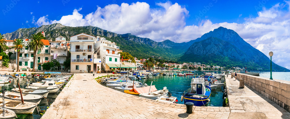 Breathtaking scenery of beautiful Adriatic coast in Dalmatia, Croatia. Gradac village and tourist resort