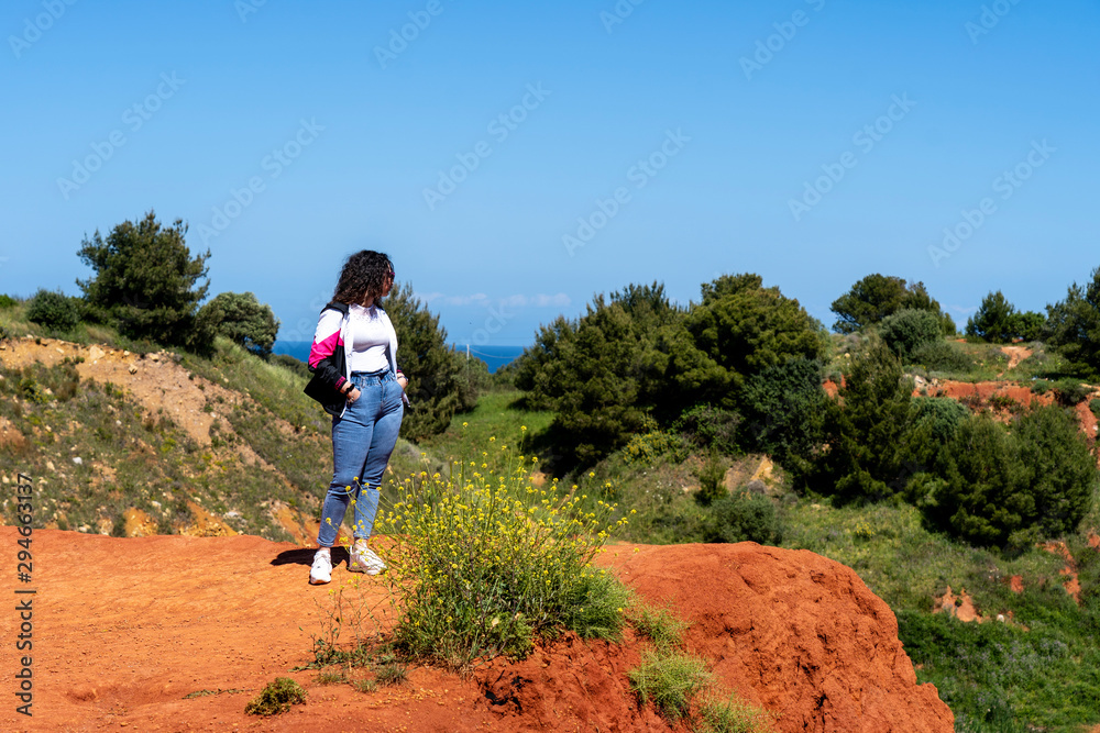 Fototapeta premium Bauxite Quarry Lake in Otranto, Puglia, Italy. Salento, Otranto: lunar landscape of the lake of the bauxite quarry cave.