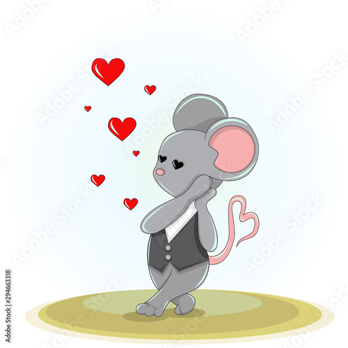Vector image of a mouse as a symbol of the year 2020. Series of illustrations. Calendar item Выделите текст, чтобы посмотреть примеры