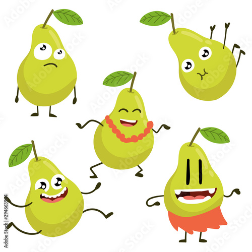 Cheerful, cute, orginal pear figures cartoon character