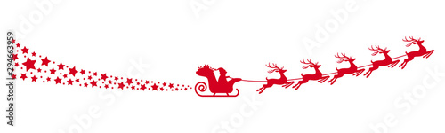 Santa Claus with sled and reindeers