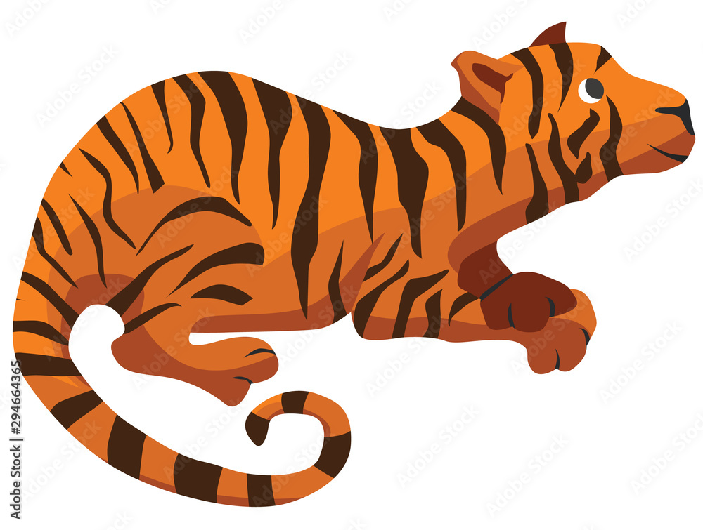 Cartoon tiger flat vector illustration