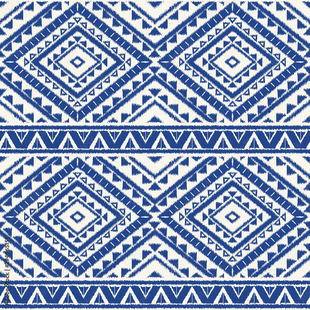 Peru ikat tribal pattern vector seamless. Traditional incan embroidery art print. Ethnic geometric border texture. Navajo background for boho textile, blanket, fabric and backdrop template.