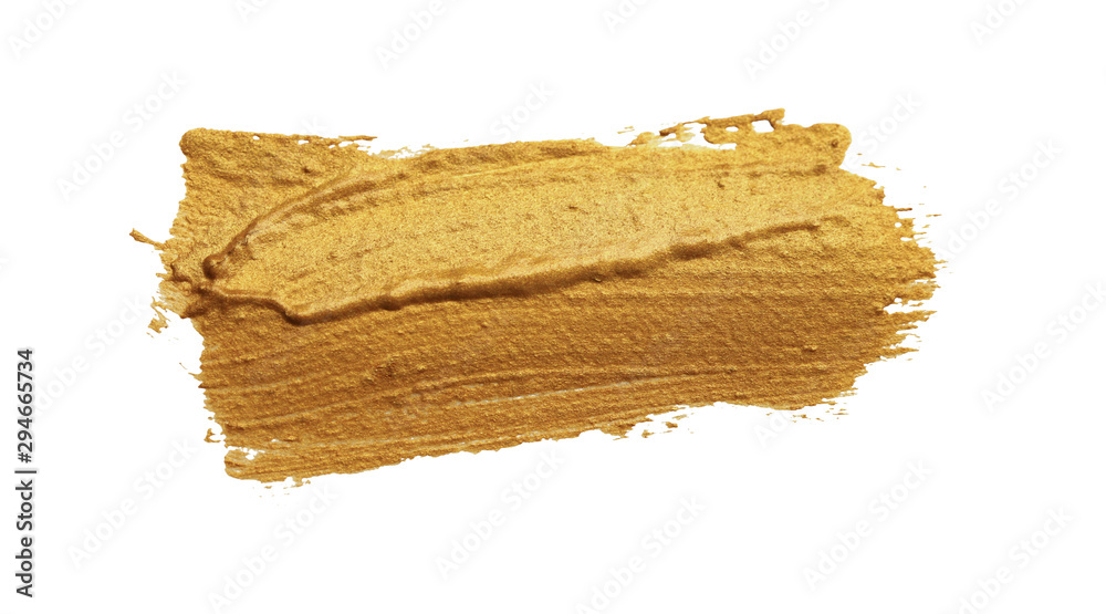 Gold (bronze) glittering color smear brush stroke stain blot on white background. Abstract Paint texture. Gold (bronze) glittering color smear brush stroke stain blot on white background. Abstract Paint texture.