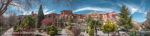 Panorama of the most fabulous ancient city in Spain - Albarracin, with its wonderful garden, Apr.2019