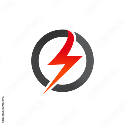 Circular Flash Thunder Energy Electric Logo Design Vector Illustration